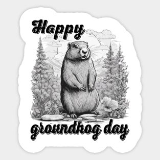 Happy Groundhog Day 2024 Groundhog Lover Funny Woodchuck Sticker